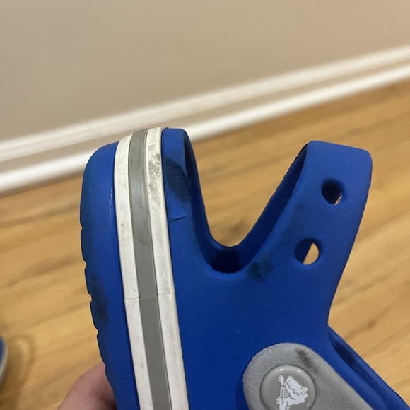 Crocs‎ Kids Summer Sandals Sz 13 Bright Blue Gray Strap Durable with Minor Wear - Picture 6 of 7